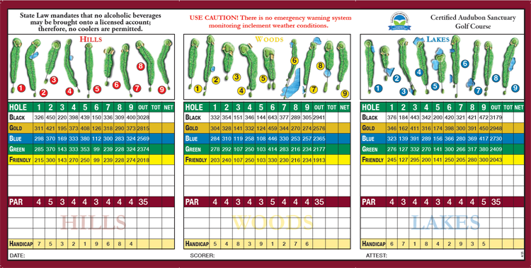 Fox Classic Course Scorecard